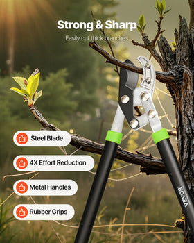 VEVOR loppers four-point lever demonstrates powerful pruning action