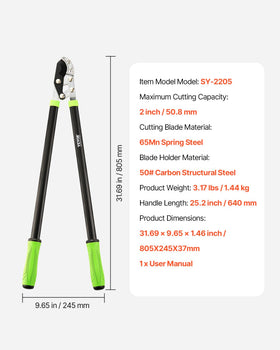 VEVOR loppers ergonomic handles provide steady control during pruning
