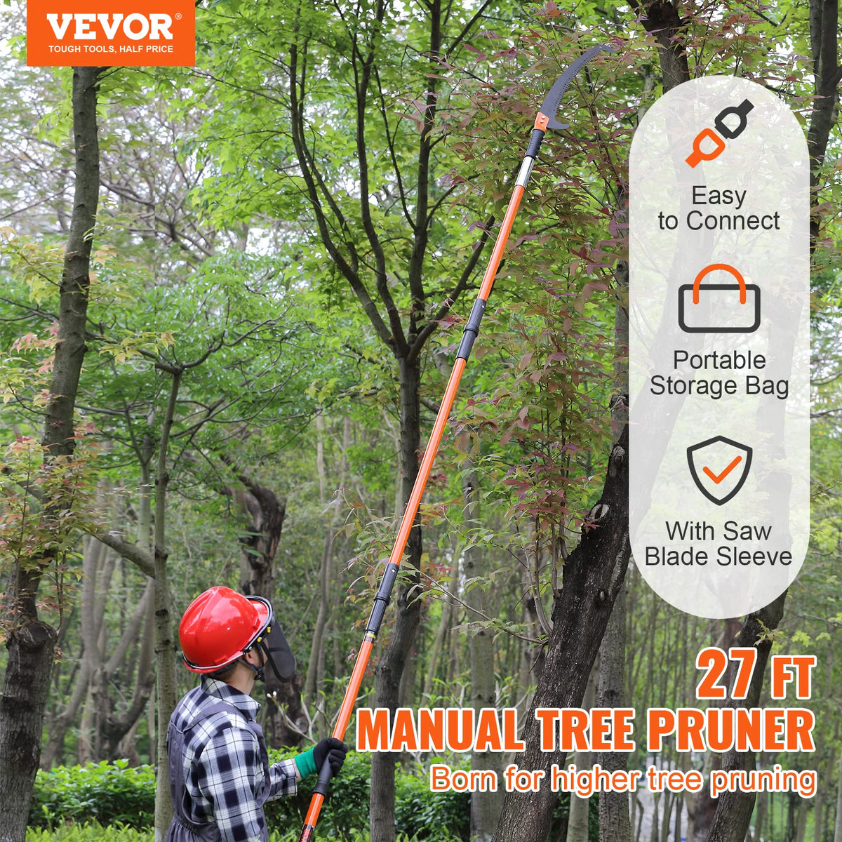 VEVOR Manual Pole Saw eight fiberglass handles for comfort