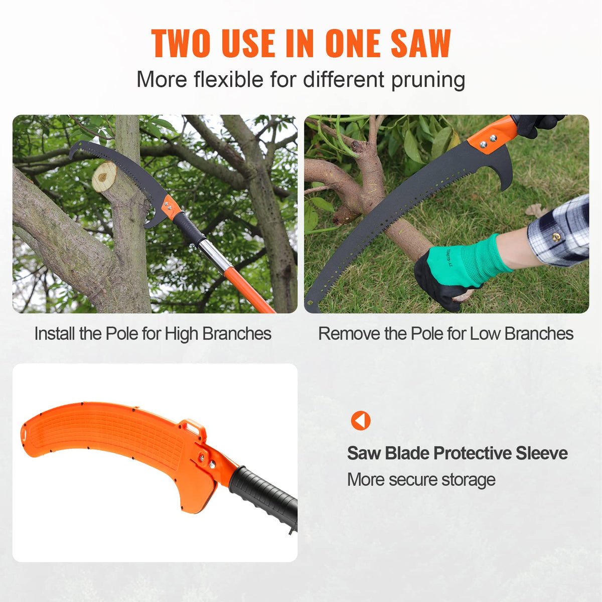VEVOR Manual Pole Saw bottom hook knife for freeing stuck branches