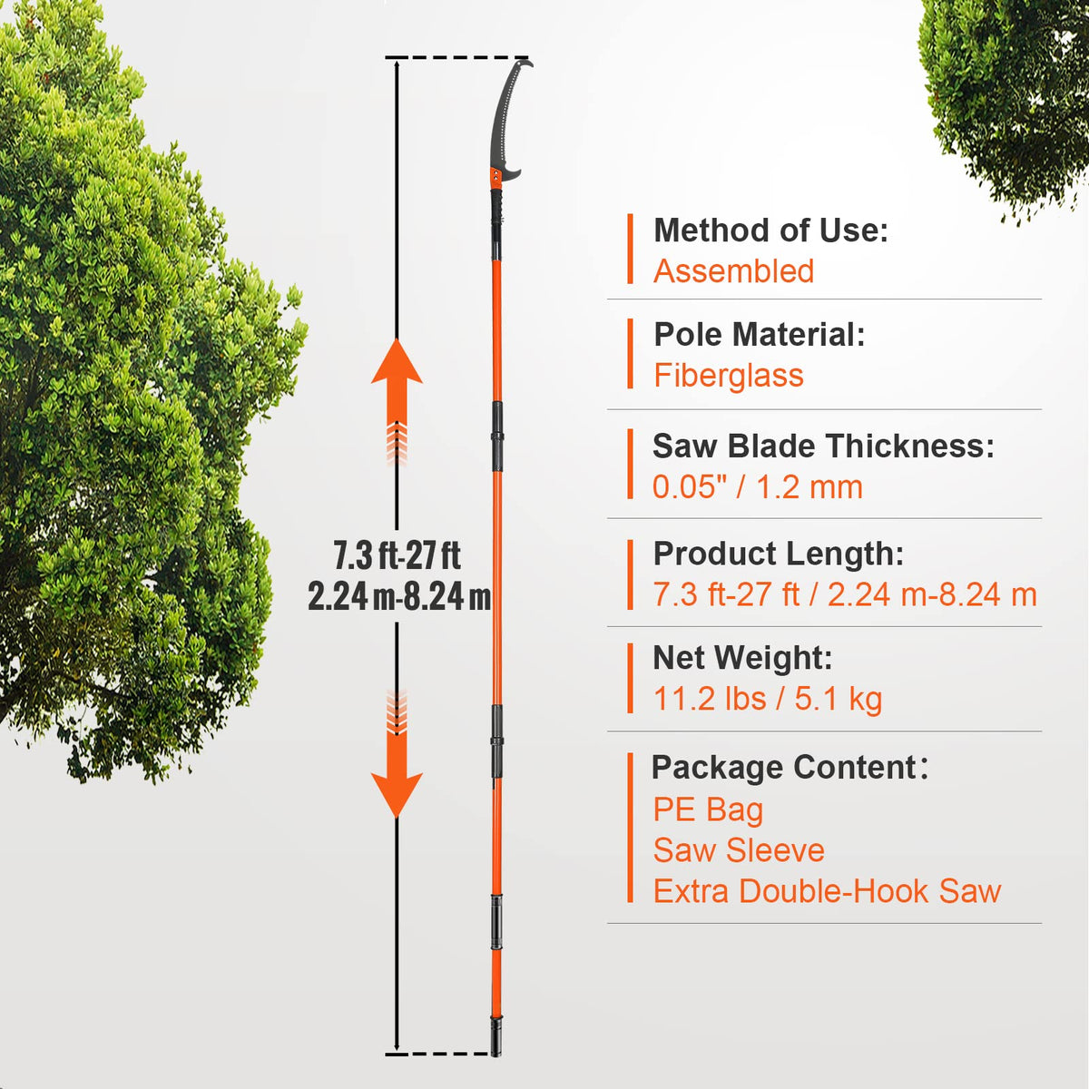 VEVOR Manual Pole Saw sleeve and storage bag for protection