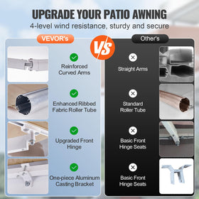 VEVOR awning crank handle close-up for easy adjustments