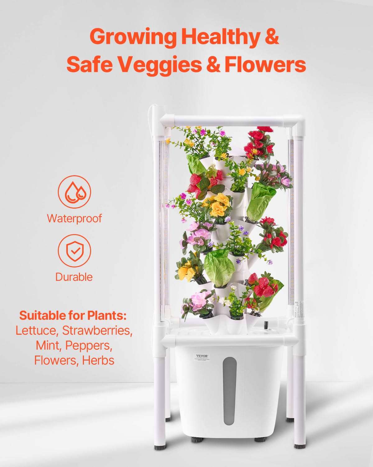 VEVOR durable PP and ABS materials ensure waterproof, safe operation.