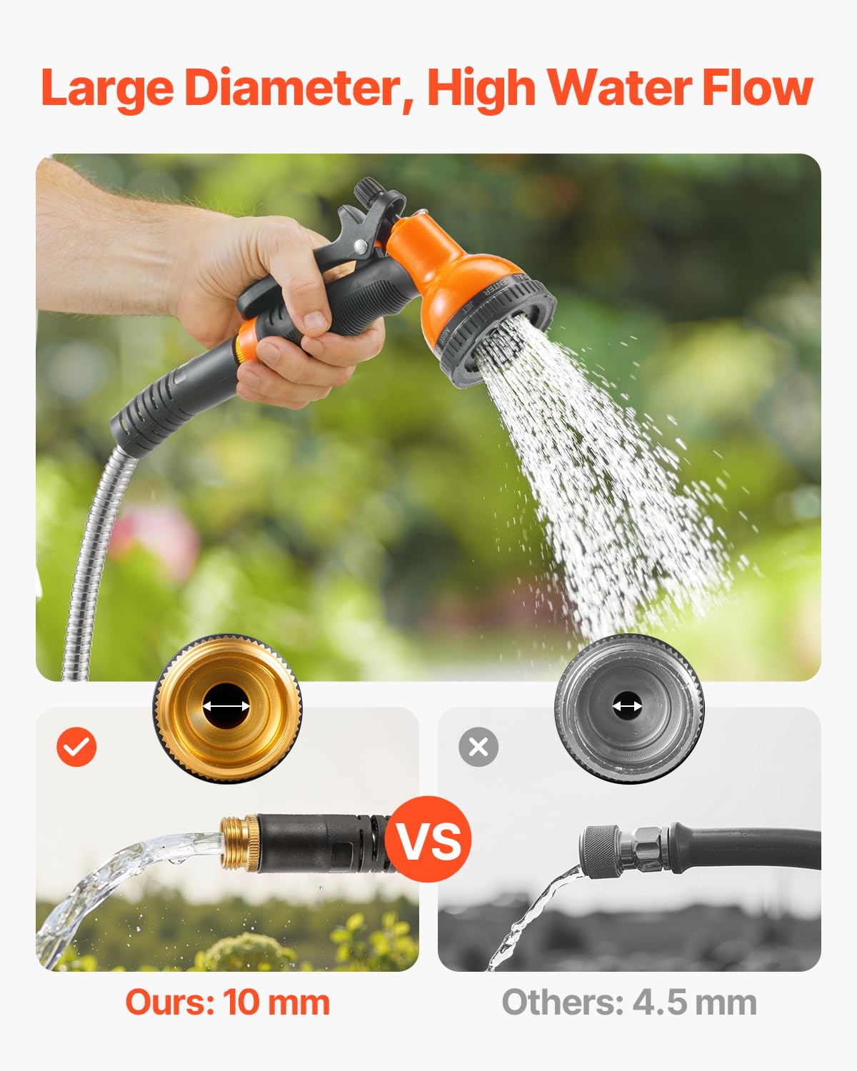 VEVOR metal garden hose lightweight design eases gardening tasks.