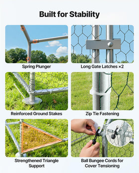 VEVOR versatile coop supports rabbits geese and other small animals outside.