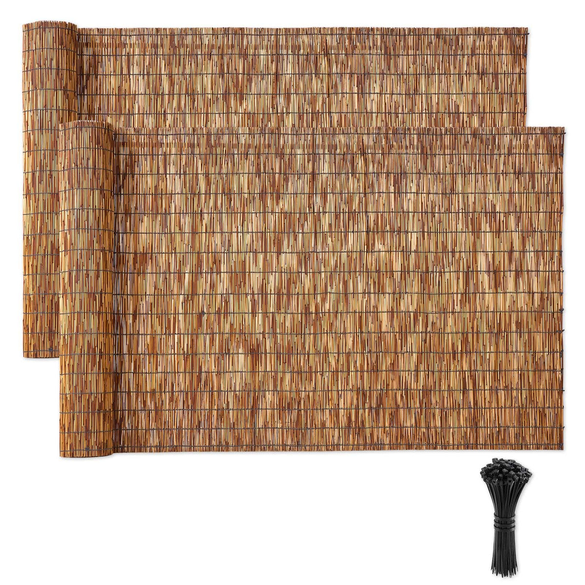 VEVOR natural reed fencing roll in a backyard setup for privacy