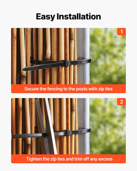 VEVOR reed fencing shows 70% light transmission for airy privacy