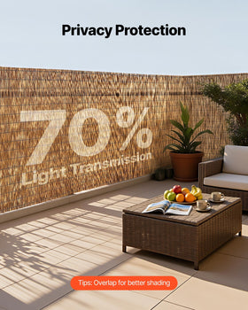 VEVOR backyard privacy with natural reed fencing around garden edge