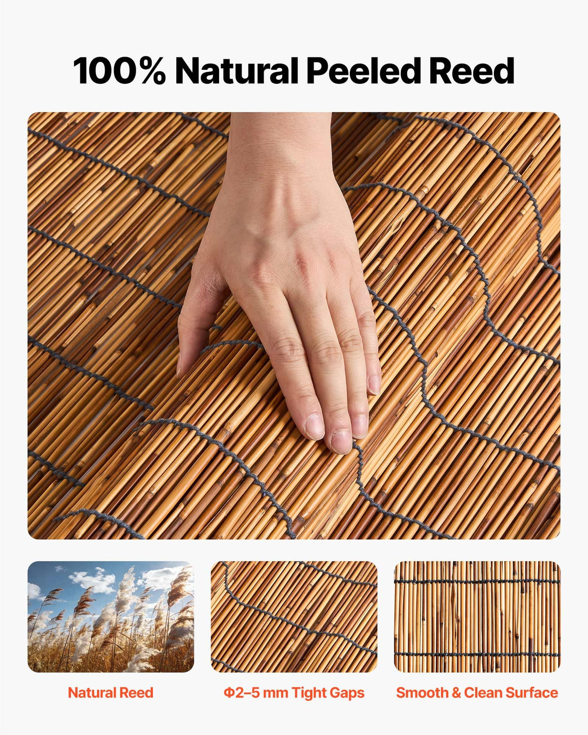 VEVOR reed fencing on balcony for privacy and soft sunlight in outdoor space