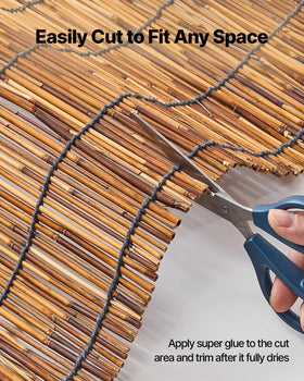 Close-up of cotton rope weaving in VEVOR reed fencing details