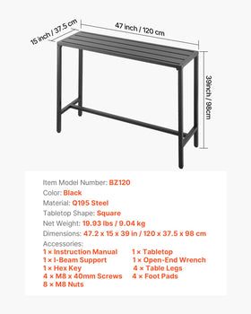 VEVOR adjustable leveling feet stabilize the bar table on uneven surfaces.