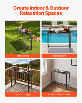 VEVOR outdoor bar table used indoors as a compact counter-height surface