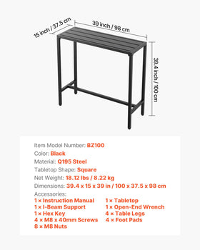 VEVOR outdoor bar table poolside scene showcasing waterproof top for outdoor use