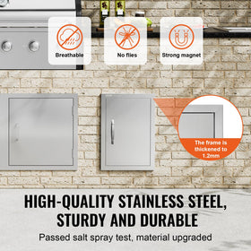 VEVOR Outdoor BBQ Kitchen Door open with handle demonstrates ergonomic grip
