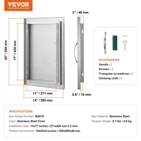VEVOR stainless door panel emphasizes durability in all-weather use