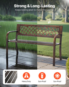 VEVOR outdoor bench carbon steel frame provides lasting strength for patios