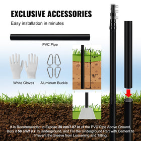 VEVOR outdoor flag pole installation with included mounting accessories.