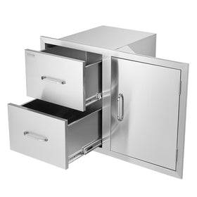 VEVOR outdoor kitchen door-drawer combo showing roomy storage for utensils and supplies