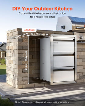VEVOR Outdoor Kitchen Drawers offering three-tier storage for utensils and accessories.