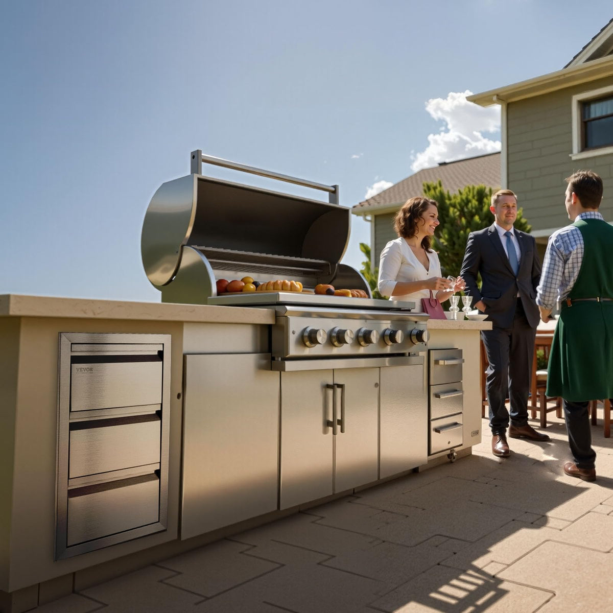 VEVOR Outdoor Kitchen Drawers fit BBQ islands and patio setups.