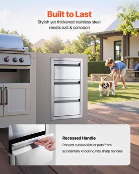 VEVOR Outdoor Kitchen Drawers with rounded corners to reduce wear during loading.