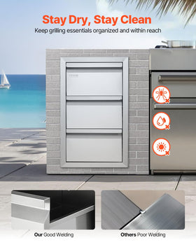 VEVOR Outdoor Kitchen Drawers showcasing seamless design for secure dry storage.