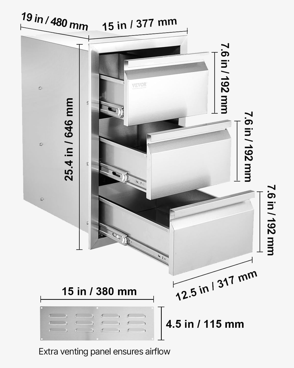 VEVOR Outdoor Kitchen Drawers are weather resistant for outdoor use.
