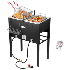 VEVOR outdoor propane deep fryer with dual 4-gallon tanks for large batches outdoors