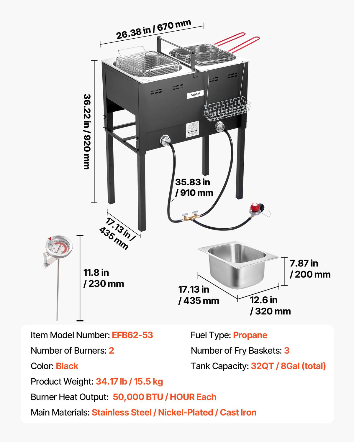 VEVOR outdoor fryer designed for catering events and outdoor use