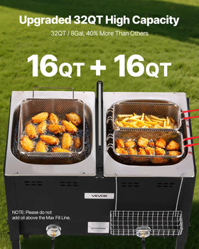 VEVOR fryer thermometer and burners for precise temperature control