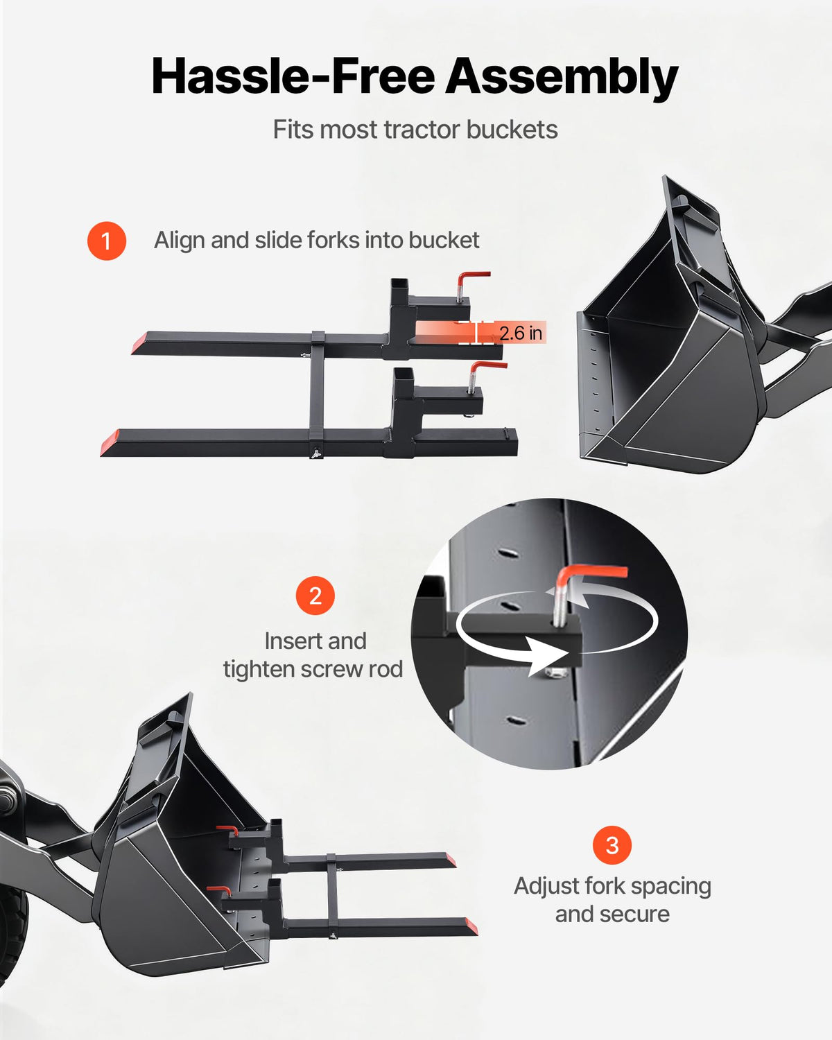 VEVOR pallet forks feature 3 mm tube walls for sturdy support