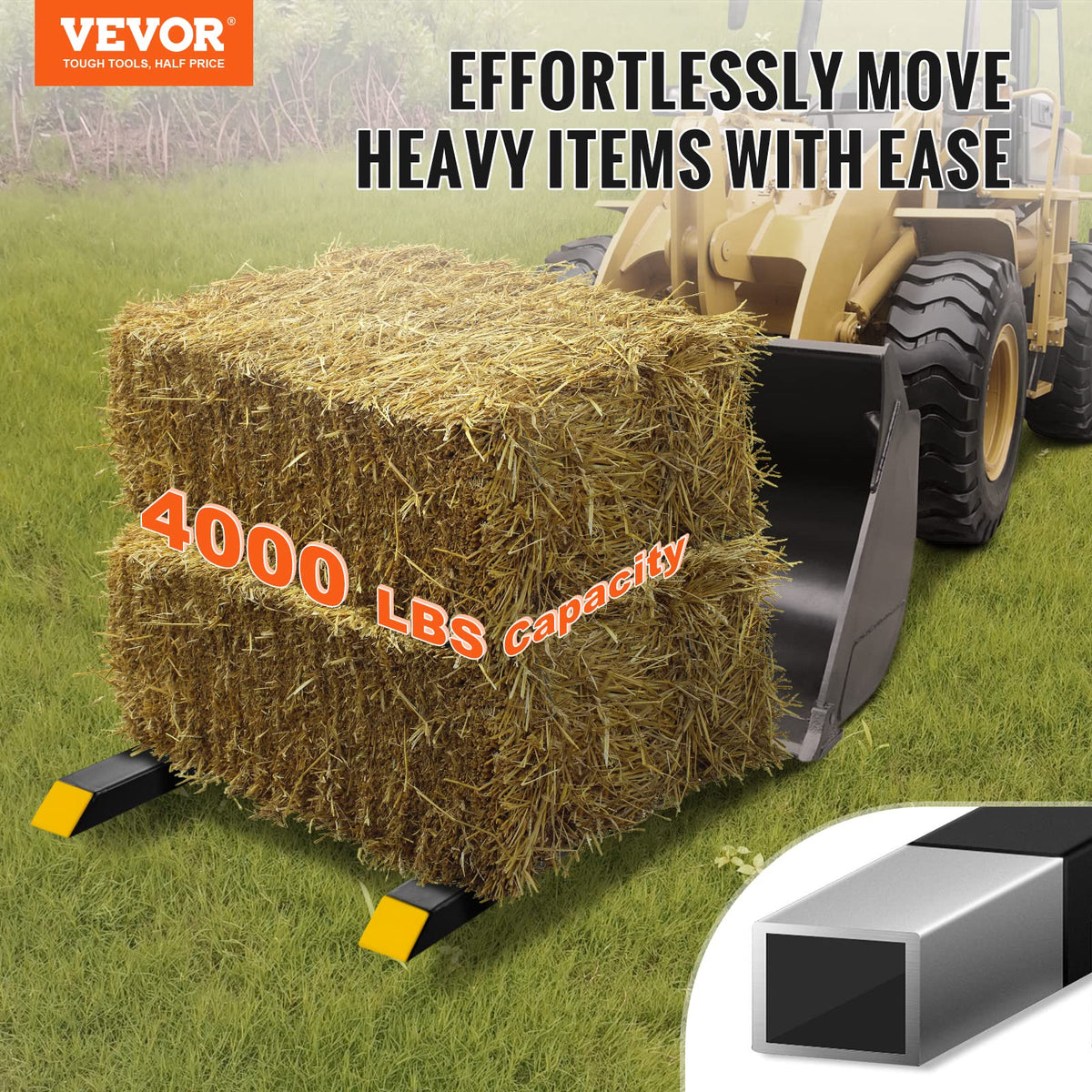 VEVOR pallet forks with 4000 lbs capacity for heavy loads