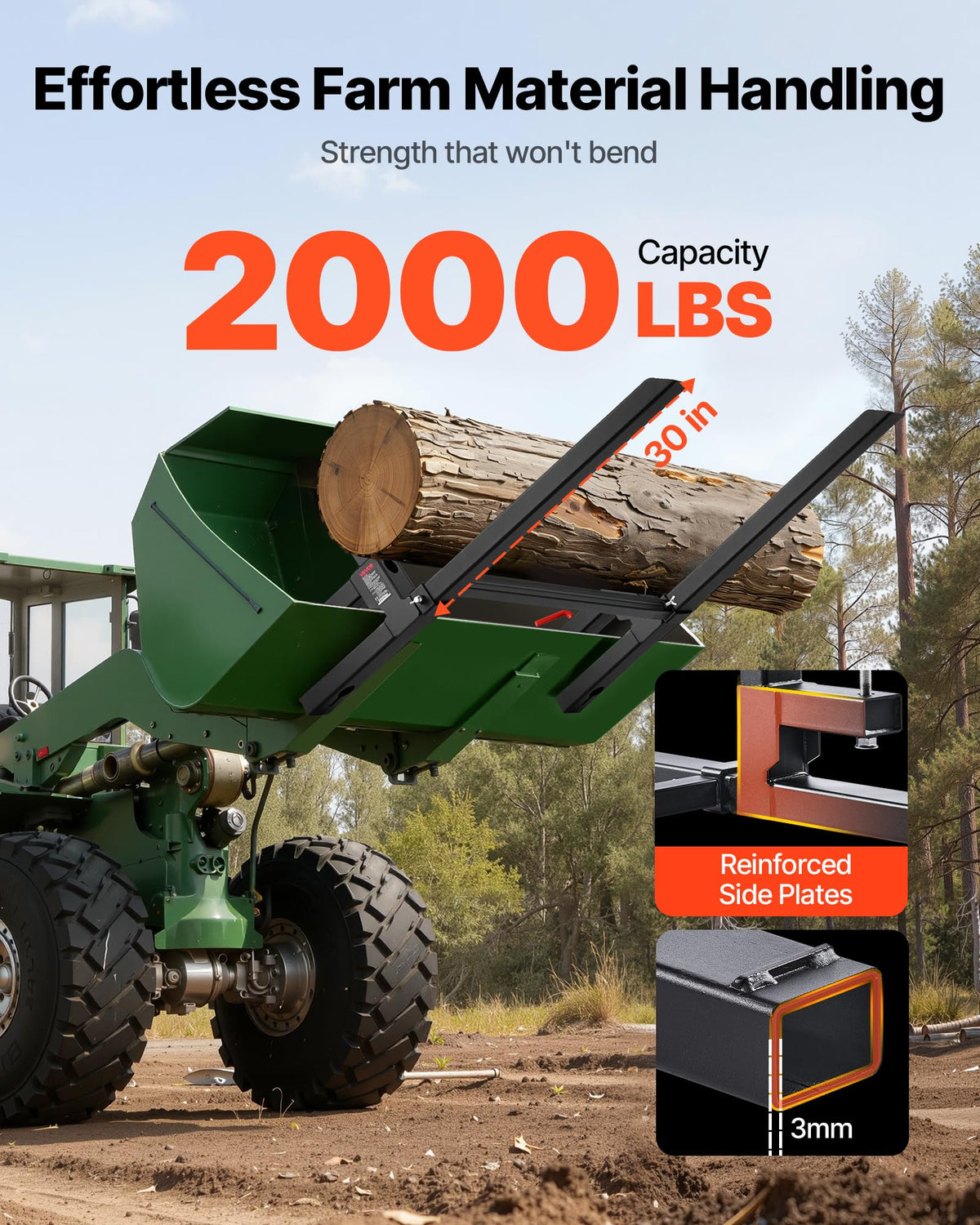VEVOR pallet forks 43-inch length for extended reach and stability