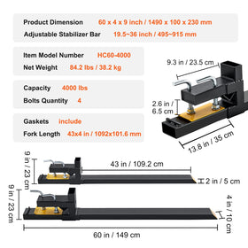 VEVOR pallet forks compatible with most loaders including John Deere and Kubota