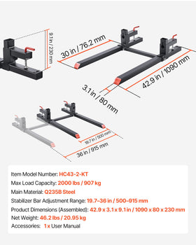 VEVOR pallet forks built with Q235B steel and powder coating