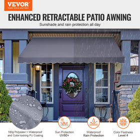 VEVOR patio awning retractable mechanism demonstrates smooth operation