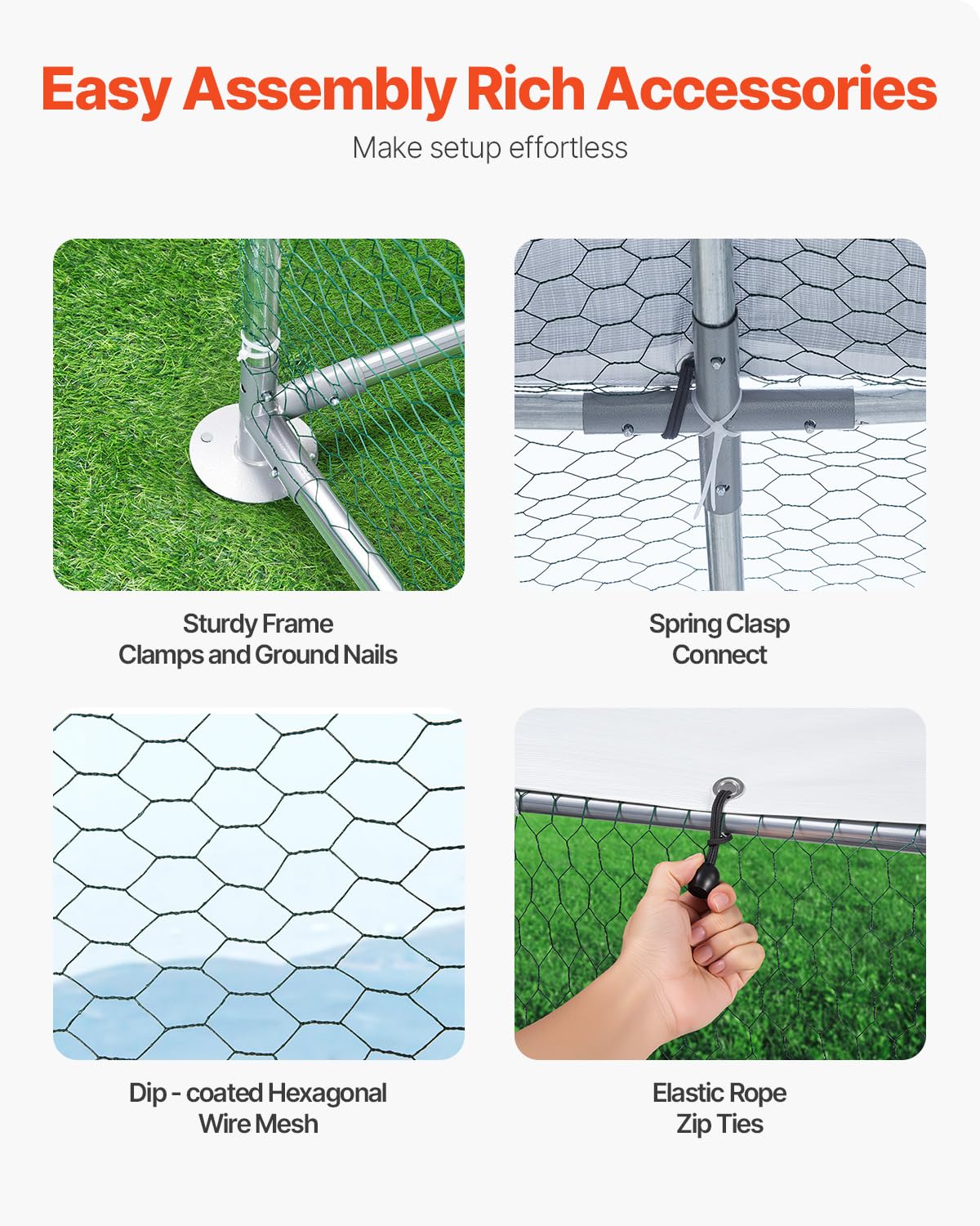 VEVOR PE-coated tarp provides sun and rain protection for poultry.