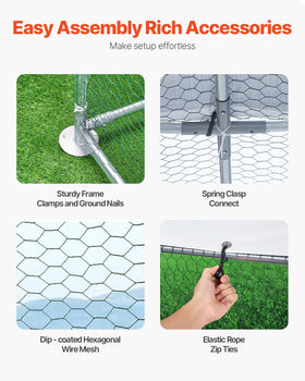 VEVOR PE-coated tarp provides sun and rain protection for poultry.