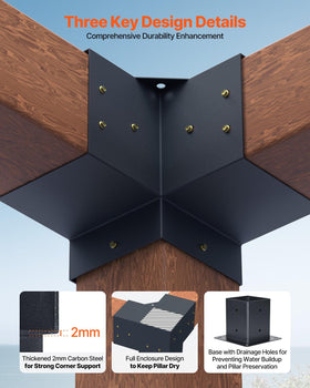 VEVOR three-way brackets at a corner for strong frame joints.