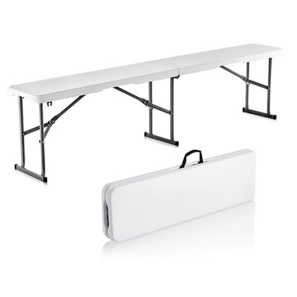 VEVOR plastic folding bench front view showing 6ft outdoor seating option