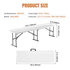 VEVOR plastic folding bench waterproof surface suitable for all weather