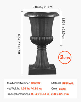 VEVOR urn planter drainage holes promote healthy root airflow and drainage