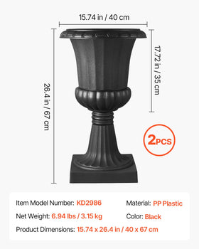 VEVOR urn planter drainage holes promote root air flow