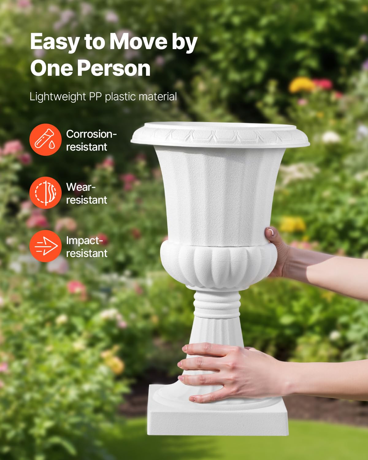 Classic white VEVOR urn planter design for home and garden