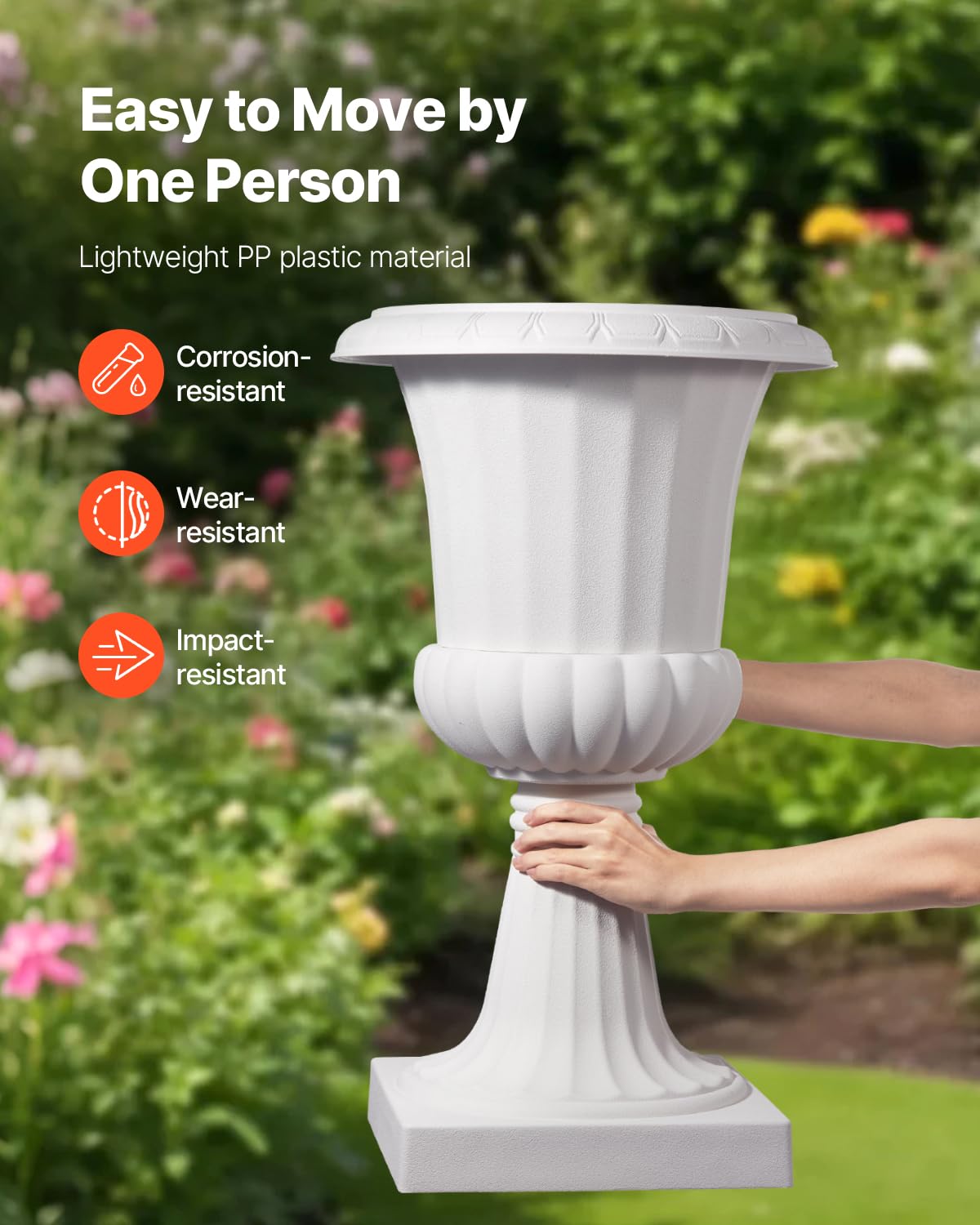 Front porch decor using VEVOR urn planters enhances doorway style