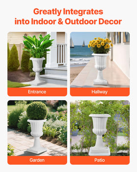 Two-pack white urn planters ideal for wedding or event backdrops