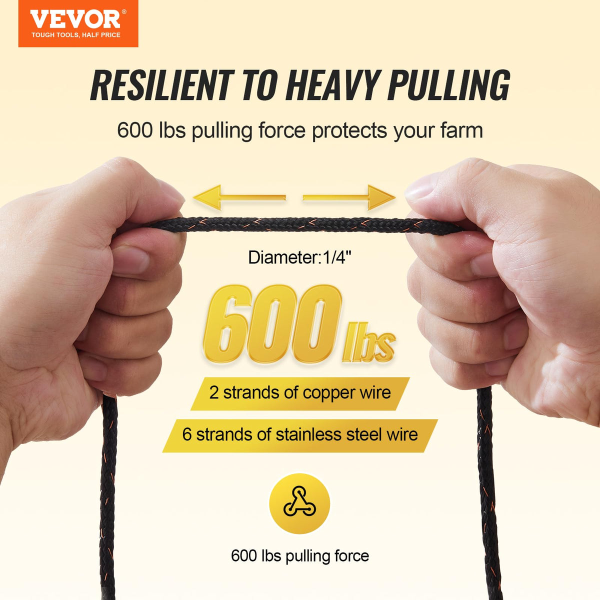 VEVOR polywire laid out to one thousand feet for portable grazing or crop protection