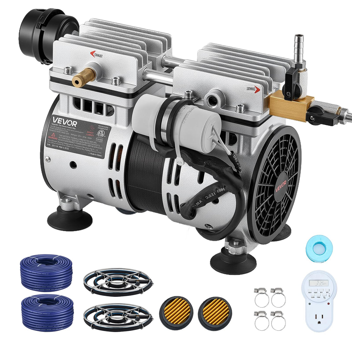 VEVOR pond aerator delivering 5.2 CFM for better oxygen transfer.
