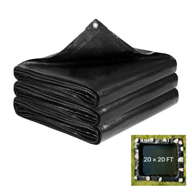 VEVOR pond liner 20x20 ft with hemmed edge for durable outdoor ponds.