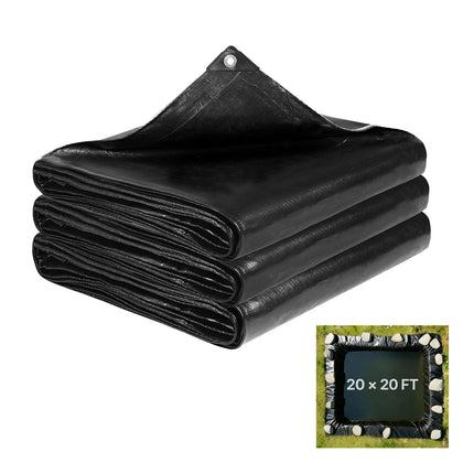 VEVOR pond liner 20x20 ft with hemmed edge for durable outdoor ponds.